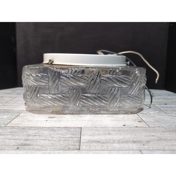 Vtg. Square Braided Rope Mid Century Clear Glass Made In Italy Light Fixture MCM - Picture 2 of 9